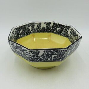Vintage Cauldon Ware Yellow & Black Octagonal Ceramic Bowl